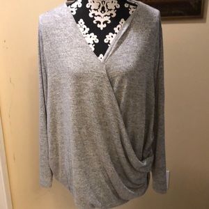 Stylus cross front ruched side detail super soft long sleeved comfy sweater